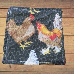 Jar Gripper, Handmade Jar Opener, Black With Chickens